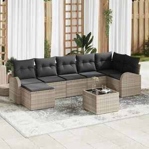 vidaXL Set de canapele pentru grădină 8 pcs Gri deschis Rattan poli imagine