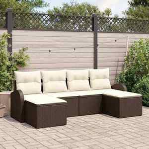vidaXL Set de canapele pentru grădină 6 pcs maro și alb Rattan poli imagine
