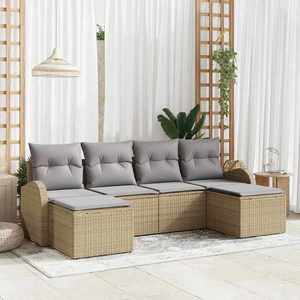 vidaXL Set de canapele pentru grădină 6 pcs bej și gri deschis imagine