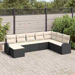 vidaXL Set de canapele pentru grădină 8 pcs Negru și alb Rattan poli imagine