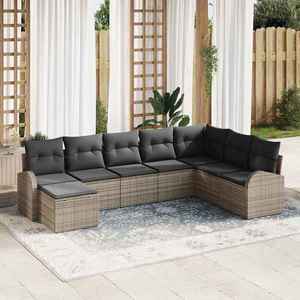 vidaXL Set de canapele pentru grădină cu pernă 8 pcs Gri Rattan poli imagine
