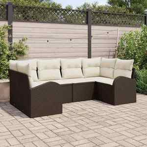 vidaXL Set de canapele pentru grădină cu pernă 6 pcs Maro Rattan poli imagine