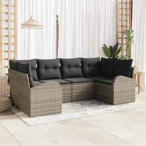 vidaXL Set de canapele pentru grădină cu pernă 6 pcs Gri Rattan poli imagine