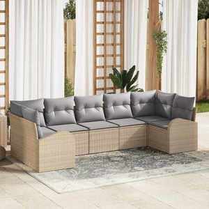 vidaXL Set de canapele pentru grădină 7 pcs bej și gri deschis imagine