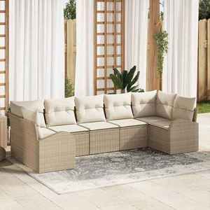 vidaXL Set de canapele pentru grădină 7 pcs Bej și alb Rattan poli imagine