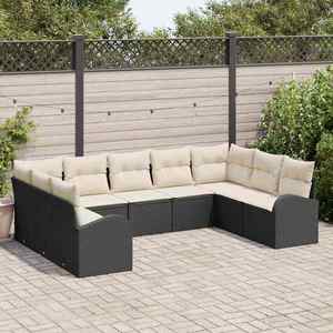 vidaXL Set de canapele pentru grădină 9 pcs Negru și alb Rattan poli imagine