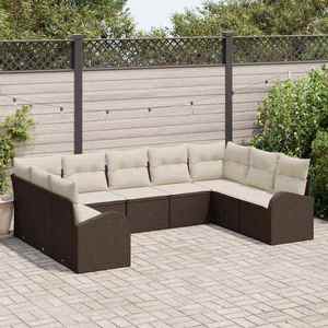 vidaXL Set de canapele pentru grădină 9 pcs maro și alb Rattan poli imagine