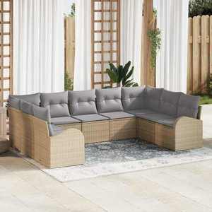 vidaXL Set de canapele pentru grădină 9 pcs bej și gri deschis imagine