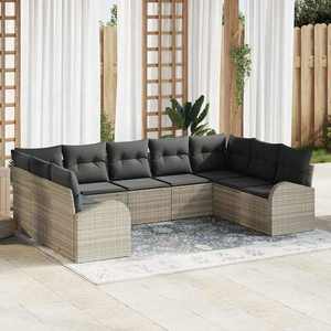 vidaXL Set de canapele pentru grădină 9 pcs Gri deschis Rattan poli imagine