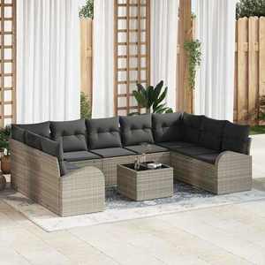 vidaXL Set de canapele pentru grădină 10 pcs Gri deschis Rattan poli imagine