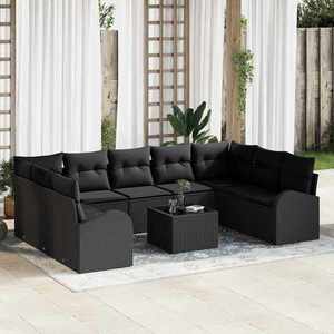 vidaXL Set de canapele pentru grădină 10 pcs Negru Rattan poli imagine