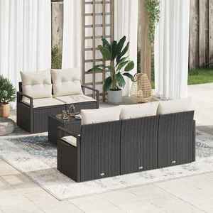 vidaXL Set de canapele pentru grădină cu pernă 6 pcs Negru și Crem imagine