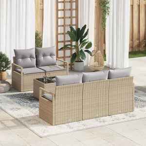 vidaXL Set de canapele pentru grădină 6 pcs Bej și gri 55 x 55 x 37 cm imagine