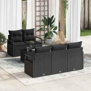 vidaXL Set de canapele pentru grădină 6 pcs Negru 55 x 55 x 37 cm imagine