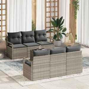 vidaXL Set de canapele pentru grădină 7 pcs Gri deschis și gri închis imagine