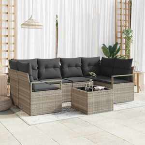 vidaXL Set de canapele pentru grădină 7 pcs Gri deschis și gri închis imagine