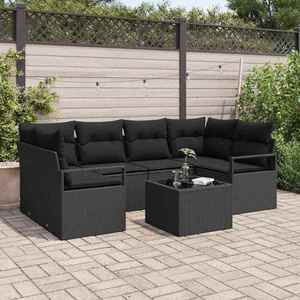 vidaXL Set de canapele pentru grădină 7 pcs Negru 55 x 55 x 37 cm imagine