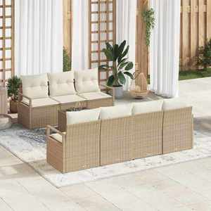 vidaXL Set de canapele pentru grădină cu pernă 8 pcs Bej și crem imagine