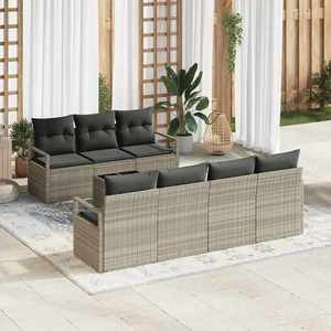 vidaXL Set de canapele pentru grădină 8 pcs Gri deschis și gri închis imagine