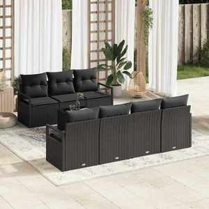 vidaXL Set de canapele pentru grădină 8 pcs Negru 55 x 55 x 37 cm imagine