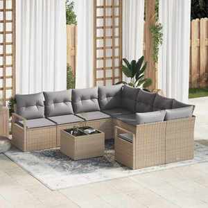 vidaXL Set de canapele pentru grădină 9 pcs Bej și gri 55 x 55 x 37 cm imagine