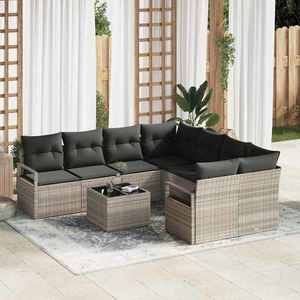 vidaXL Set de canapele pentru grădină 9 pcs Gri deschis și gri închis imagine