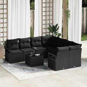 vidaXL Set de canapele pentru grădină 9 pcs Negru 55 x 55 x 37 cm imagine