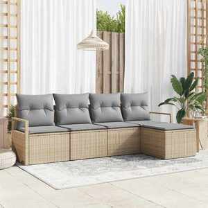 vidaXL Set de canapele pentru grădină 5 pcs Beige și gri deschis imagine
