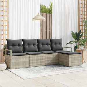 vidaXL Set de canapele pentru grădină cu pernă 5 pcs Gri deschis imagine
