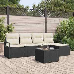 vidaXL Set de canapele pentru grădină cu pernă 6 pcs Maro și Crem imagine