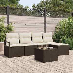 vidaXL Set de canapele pentru grădină cu pernă 6 pcs Maro și Crem imagine