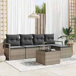 vidaXL Set de canapele pentru grădină cu pernă 6 pcs Gri deschis imagine