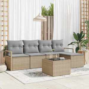 vidaXL Set de canapele pentru grădină 6 pcs Beige și gri deschis imagine