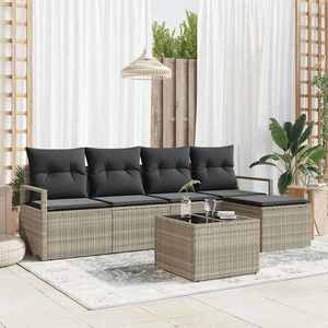 vidaXL Set de canapele pentru grădină cu pernă 6 pcs Gri deschis imagine