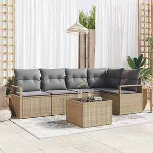 vidaXL Set de canapele pentru grădină 6 pcs Beige și gri deschis imagine