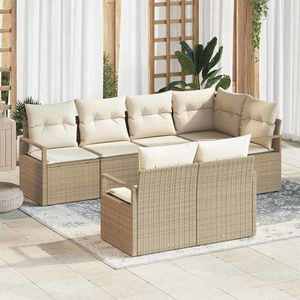 vidaXL Set de canapele pentru grădină cu pernă 7 pcs Bej și crem imagine