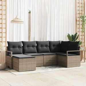vidaXL Set de canapele pentru grădină cu pernă cu depozitare 6 pcs Gri imagine