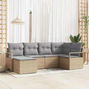 vidaXL Set de canapele pentru grădină 6 pcs Beige și gri deschis imagine