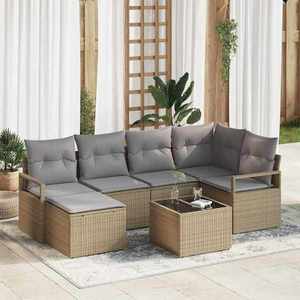 vidaXL Set de canapele pentru grădină 7 pcs Beige și gri deschis imagine