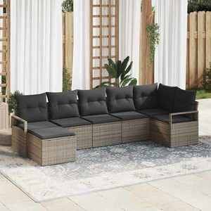 vidaXL Set de canapele pentru grădină cu pernă cu depozitare 7 pcs Gri imagine