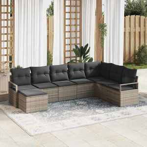 vidaXL Set de canapele pentru grădină cu pernă cu depozitare 8 pcs Gri imagine