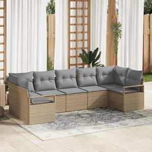 vidaXL Set de canapele pentru grădină 7 pcs Beige și gri deschis imagine