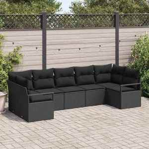 vidaXL Set de canapele pentru grădină cu pernă 7 pcs Negru imagine