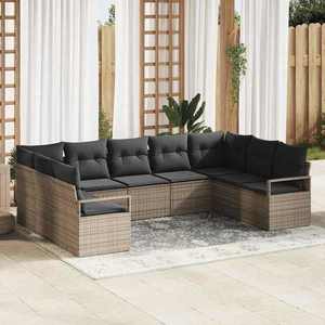 vidaXL Set de canapele pentru grădină cu pernă cu depozitare 9 pcs Gri imagine