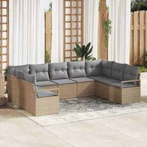 vidaXL Set de canapele pentru grădină 9 pcs Beige și gri deschis imagine