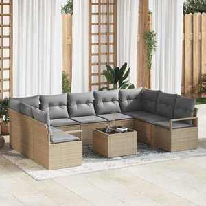 vidaXL Set de canapele pentru grădină 10 pcs Beige și gri deschis imagine
