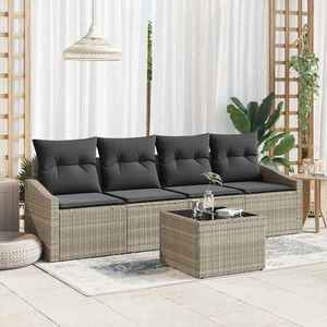 vidaXL Set de canapele pentru grădină 5 pcs Gri deschis și gri închis imagine