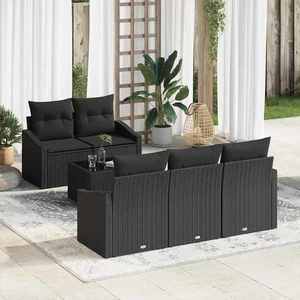 vidaXL Set de canapele pentru grădină 6 pcs Negru 55 x 55 x 37 cm imagine