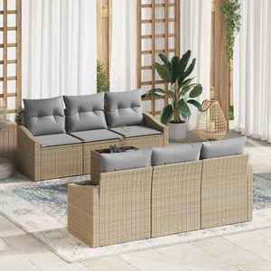 vidaXL Set de canapele pentru grădină 7 pcs Bej și gri 55 x 55 x 37 cm imagine