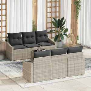 vidaXL Set de canapele pentru grădină 7 pcs Gri deschis și gri închis imagine